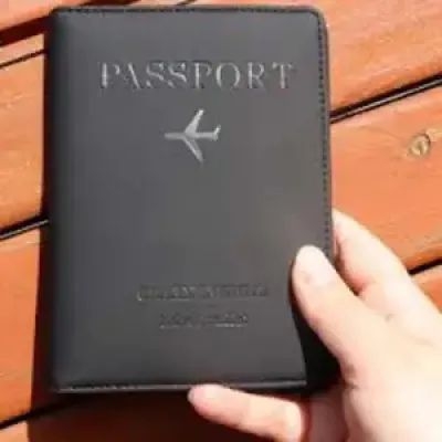 Picture of Elastic Band Leather Passport Cover Blocking For Cards Travel Passport Holder Wallet. (Black)