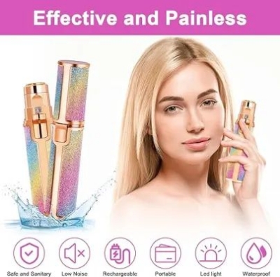 Picture of Eyebrow Epilator, 2 in 1 Rechargeable Facial Epilator, Electric Eyebrow Epilator with Painless Light with Built-in LED Light for Face, Eyebrows, Mustache, Hair, Body (Gold)