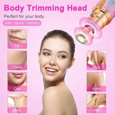 Picture of Eyebrow Epilator, 2 in 1 Rechargeable Facial Epilator, Electric Eyebrow Epilator with Painless Light with Built-in LED Light for Face, Eyebrows, Mustache, Hair, Body (Gold)