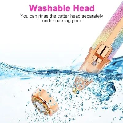 Picture of Eyebrow Epilator, 2 in 1 Rechargeable Facial Epilator, Electric Eyebrow Epilator with Painless Light with Built-in LED Light for Face, Eyebrows, Mustache, Hair, Body (Gold)