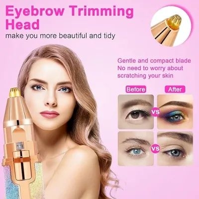 Picture of Eyebrow Epilator, 2 in 1 Rechargeable Facial Epilator, Electric Eyebrow Epilator with Painless Light with Built-in LED Light for Face, Eyebrows, Mustache, Hair, Body (Gold)