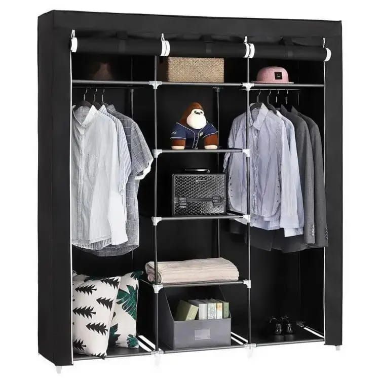 Picture of Fancy and Portable Foldable Almirah Wardrobe with 6 Cabinet and 2 Long Shelves Clothes Organizer