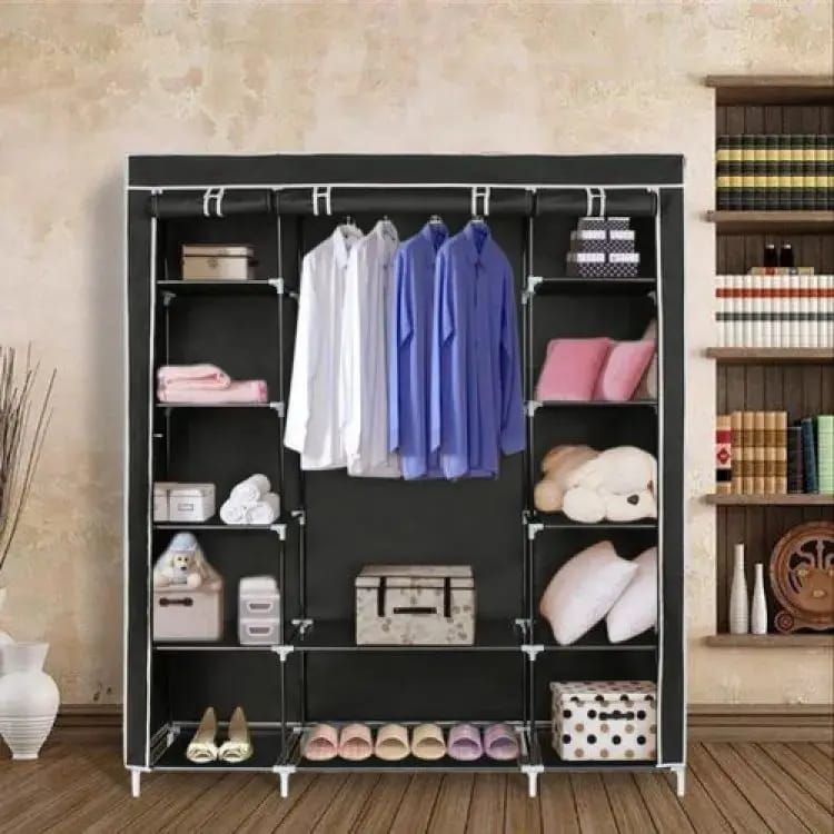 Picture of Fancy and Portable Foldable Almirah Wardrobe with 6 Cabinet and 2 Long Shelves Clothes Organizer