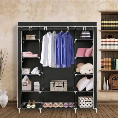 Picture of Fancy and Portable Foldable Almirah Wardrobe with 6 Cabinet and 2 Long Shelves Clothes Organizer