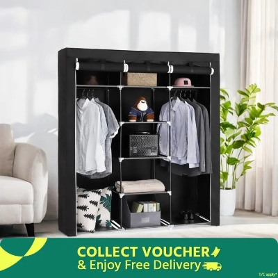 Picture of Fancy And Portable Foldable Almirah Wardrobe With 6 Cabinet And 2 Long Shelves Clothes Organizer - Wardrobe