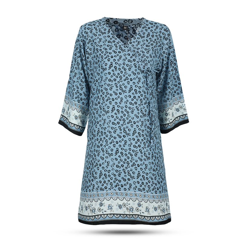 Picture of Sky Blue and White Printed Kurti