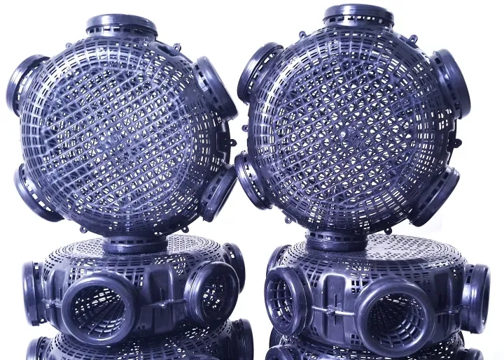 Picture of Fish Trap net Fishing outdoor Nets Mesh Cage / Circular Plastic 06 Holes Fish Trap Cage / Detachable Durable & Portable Multi-Holes (Black)