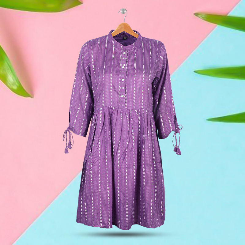 Picture of Silver Stripe Purple Kurti