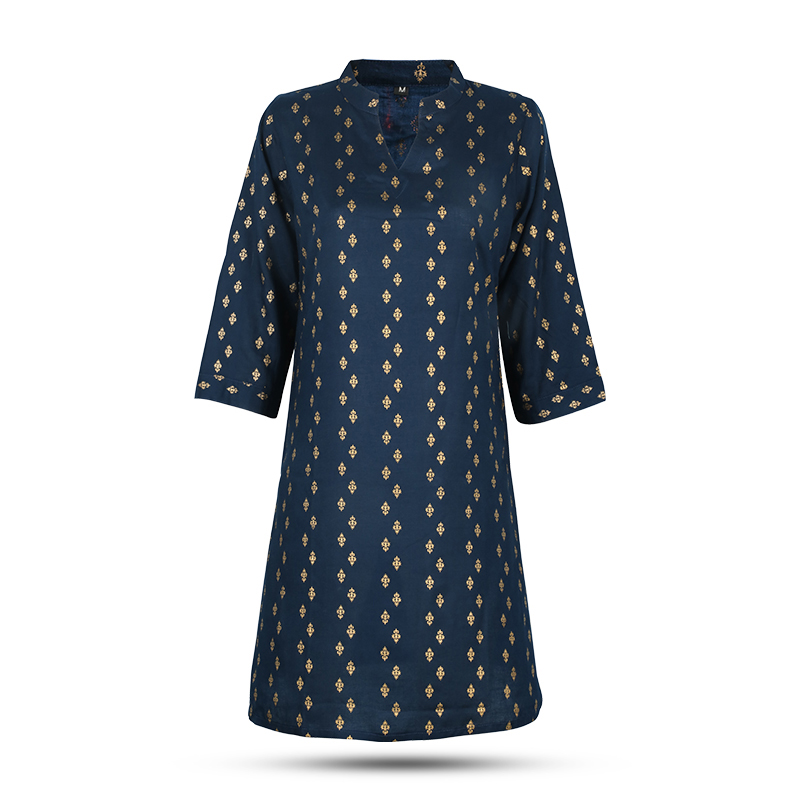 Picture of Navy Blue Linen Kurti with Afsan work