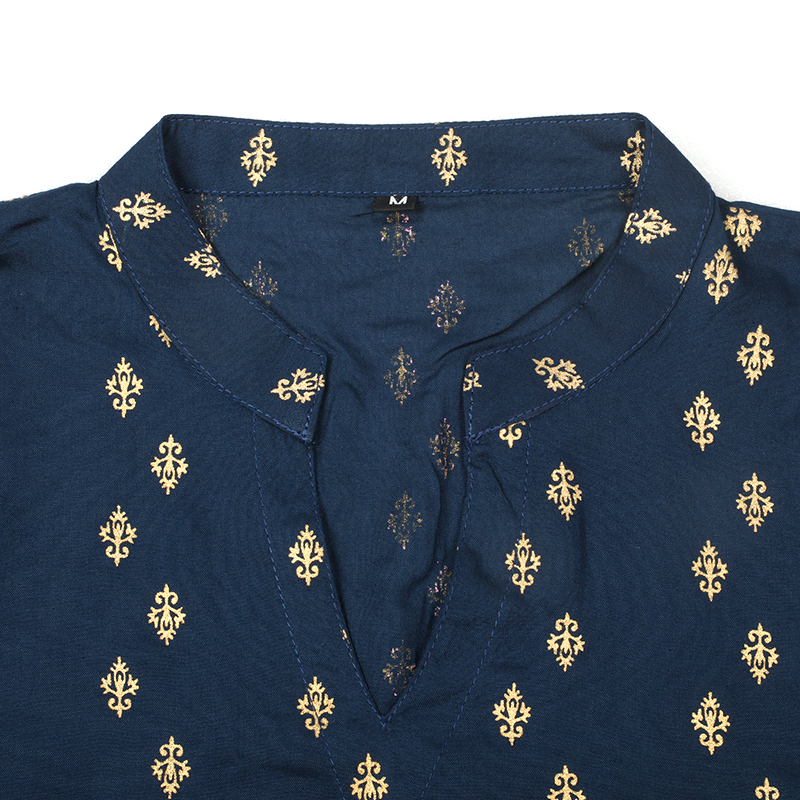 Picture of Navy Blue Linen Kurti with Afsan work