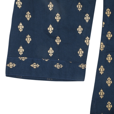 Picture of Navy Blue Linen Kurti with Afsan work