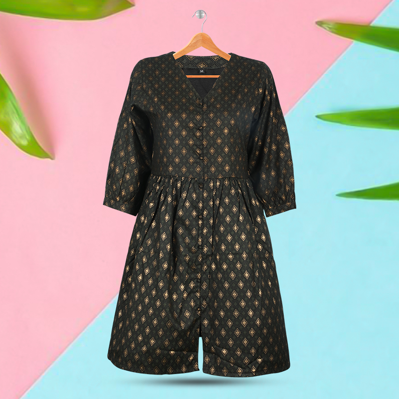 Picture of Bottle Green Kurti with afsan work