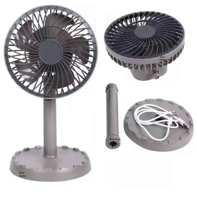 Picture of Joy Super JY-2218 Professional Rechargeable Portable Mini Table Fan Strong Wind Left to Right Oscillating Angle 45 Degrees - AC/DC