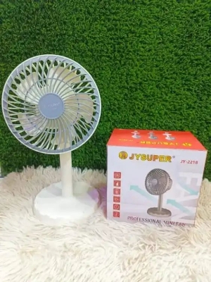 Picture of Joy Super JY-2218 Professional Rechargeable Portable Mini Table Fan Strong Wind Left to Right Oscillating Angle 45 Degrees - AC/DC