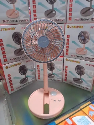 Picture of Joy Super JY-2218 Professional Rechargeable Portable Mini Table Fan Strong Wind Left to Right Oscillating Angle 45 Degrees - AC/DC