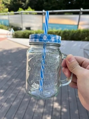 Picture of Juice Jar Juice Mug Mug with lid and straw BEST QUALITYGreen, Blue, Yellow, Red