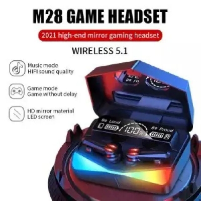 Picture of M28 TWS Gaming Headset Bluetooth 5.1 45Ms Low Latency Wireless Earphone with Stereo Bluetooth Gaming Headphones Earbuds (Black)