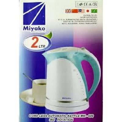 Picture of Miyako 2 Liters Electric Kettle Mk-608 - Fast Boiling for a Variety of Uses - Home Appliance (White)