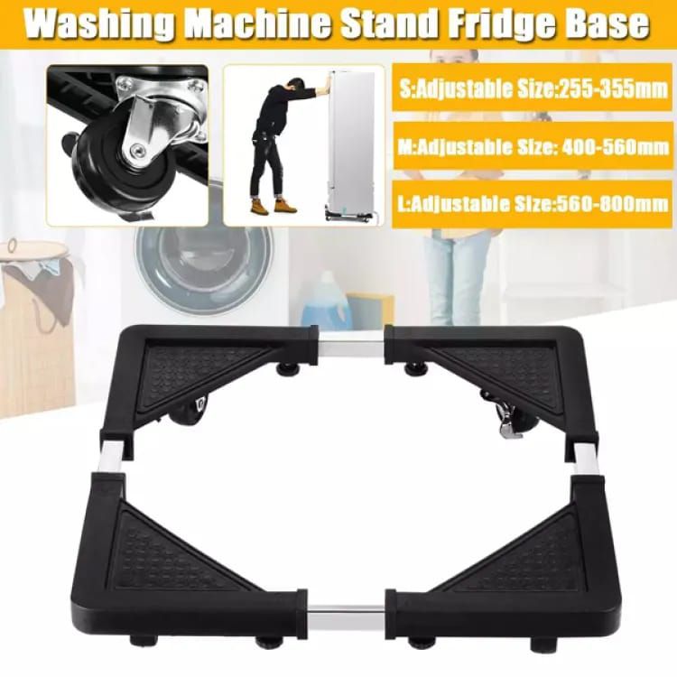 Picture of Movable Refrigerator Floor Trolley Fridge Stand Stainless Steel Washing Machine Holder Multi-functional Adjustable Base Rack