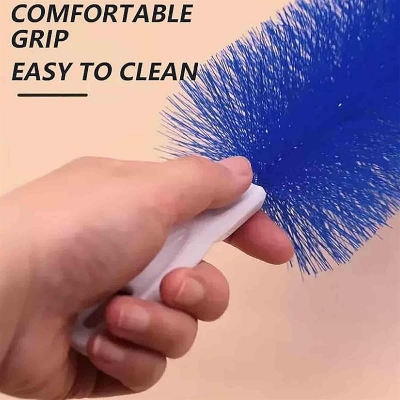 Picture of Non-Disassembly Cleaning Flexible Fan Dusting Brush Multi Purpose Dense bristles Fan Dusting Cleaner Crevice Cleaning Comfortable handle Crevice Brush Cleaning Tools (Blue)