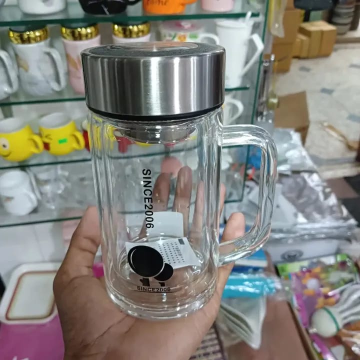 Picture of Office Glass Infuser Bottle Tea Tumbler Double Wall Glass Borosilicate Bottle Travel Mug Leakproof Tea Bottle with Strainer Carry Handle