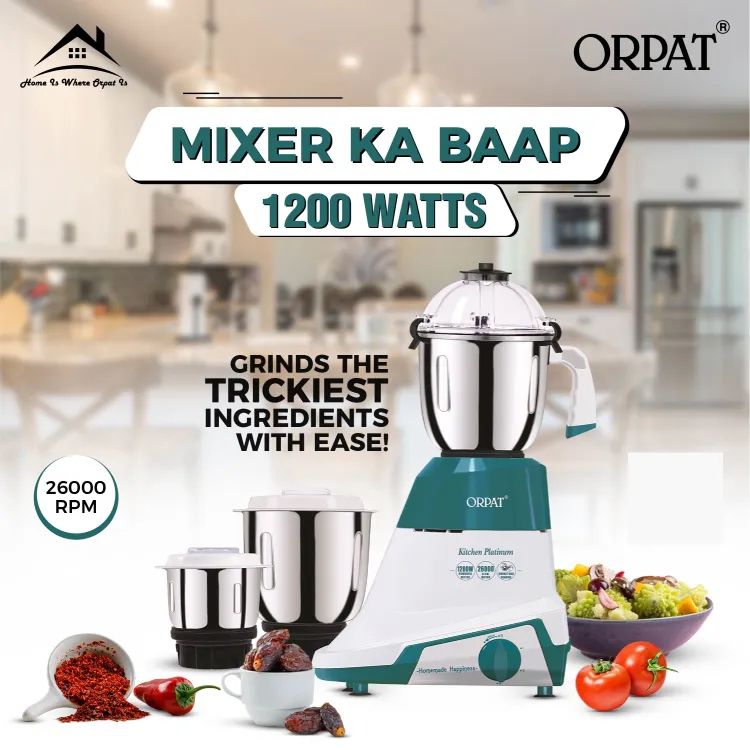 Picture of Orpat Kitchen Platinum Mixer Blender Plus Grinder 1200 Watt (2 Years warranty)