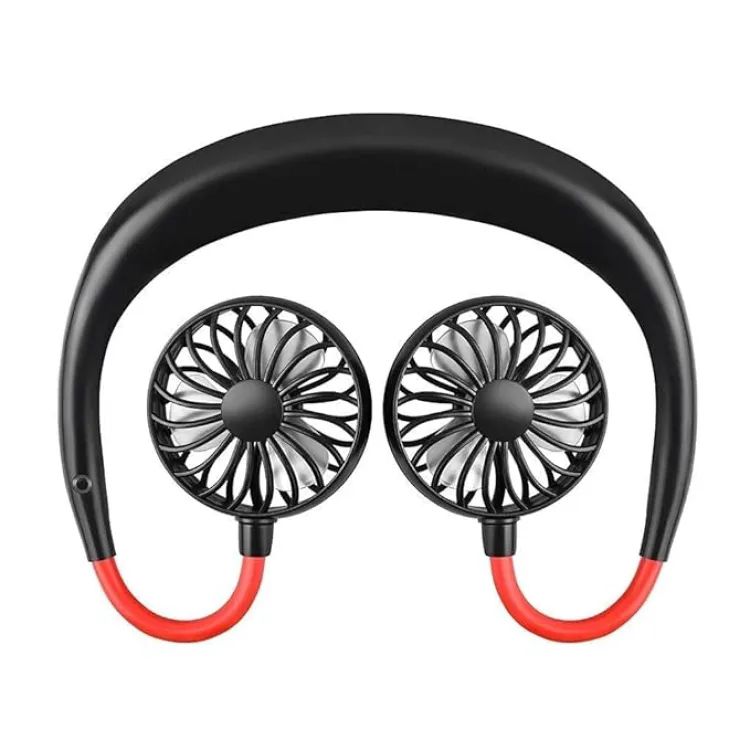 Picture of Portable Sports Neck Fan, 1800mAh USB Rechargeable Hands-Free Mini Personal Desktop Fan, 3 Wind Speeds, 7 Blades, 360 Degree (Black)