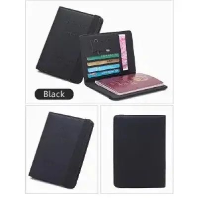Picture of Premium Quality - 1 Pc Multi-Function Leather Passport Cover Credit Cards Holder Travel Cover Case - Trend and Need full (Black)