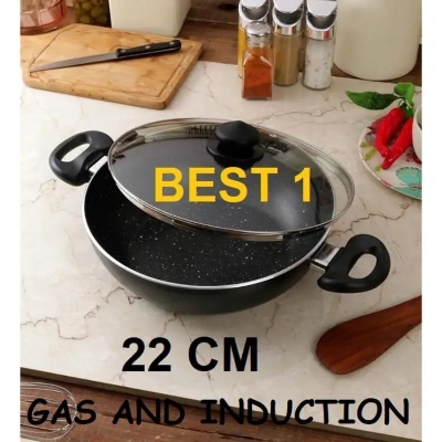 Picture of Prestiege Deluxe Granite Karai with Glass Cover 22 CM (INDUCTION)