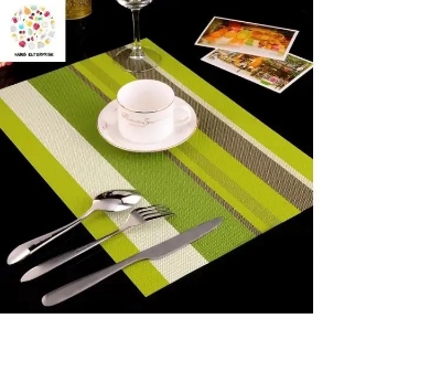Picture of PVC Placemats Set of 6 for Dining Table Non Slip Heat Resistant Table Mats(6 Placemats,Green)