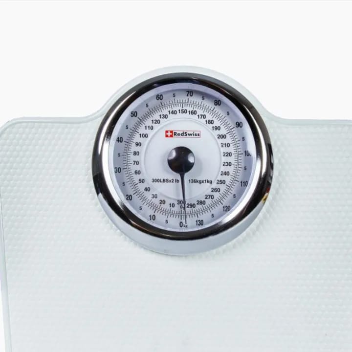 Picture of RedSwiss mechanical personal weight scale, likely the model RSBR-605. (White)