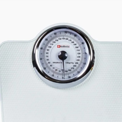 Picture of RedSwiss mechanical personal weight scale, likely the model RSBR-605. (White)