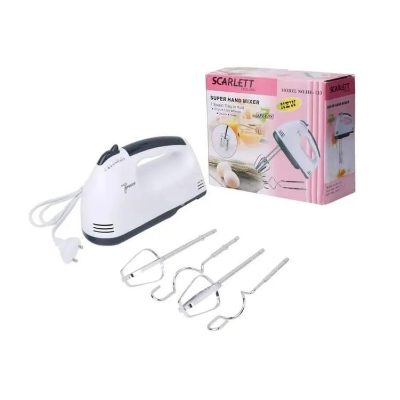 Picture of Scarlett HE-133 - Electric Egg Beater and Mixer for Cake Cream - White - Whisk, Mix, and Blend with Ease (White)