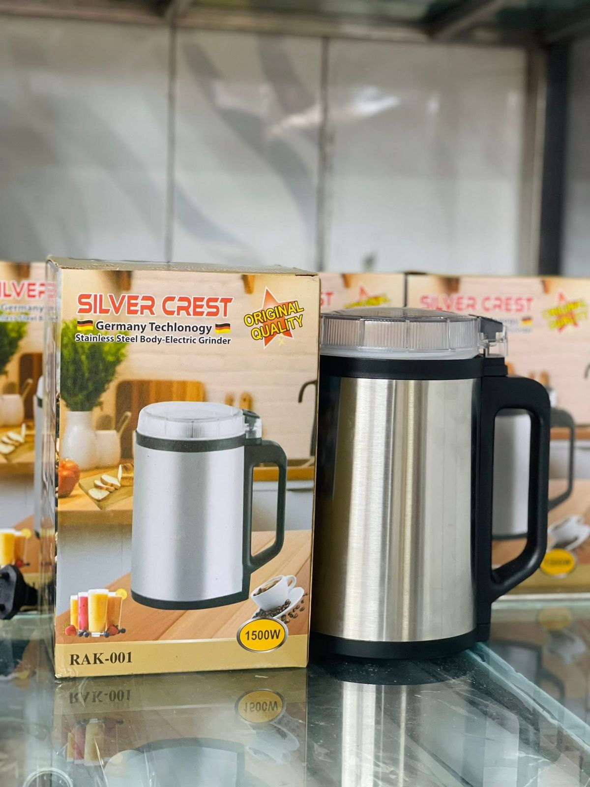 Picture of Silver Crest 1500W Stainless Steel Electric Mini Grinder | Powerful Multi-Purpose Dry & Wet Grinder for Kitchen Use