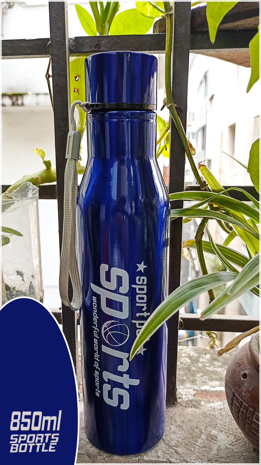 Picture of Sports" brand stainless steel water bottle,850ml