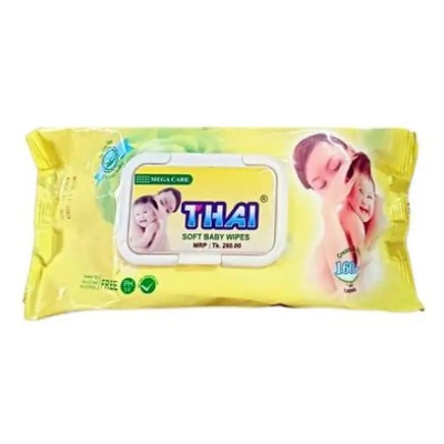 Picture of Thai Baby Wet Wipes (Pouch Pack)- 160Pcs (Yellow)
