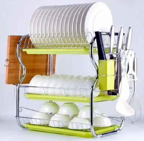 Picture of three-tier dish drainer rack by Baisheng. (Green)