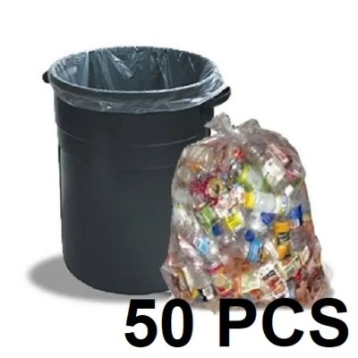Picture of Transparent (16" X12") 50PCS Trash Bag / Poly Bag / Garbage Bag / Moyla Felar Bag / Polibag (White)