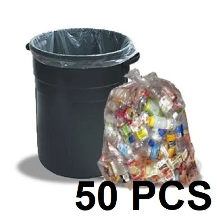 Picture of Transparent (16" X12") 50PCS Trash Bag / Poly Bag / Garbage Bag / Moyla Felar Bag / Polibag (White)