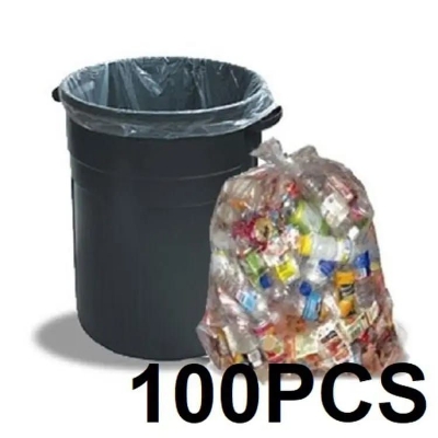 Picture of Transparent (24"x18") 100 pcs trash bag/poly bag/garbage bag/garbage bag/polybag - dustbin (White)