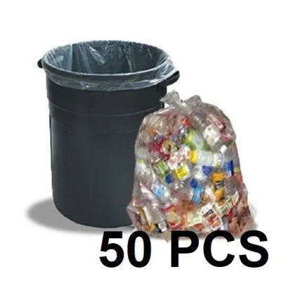 Picture of Transparent (24"x18") 50 pcs trash bag/poly bag/garbage bag/garbage bag/polybag - dustbin (White)