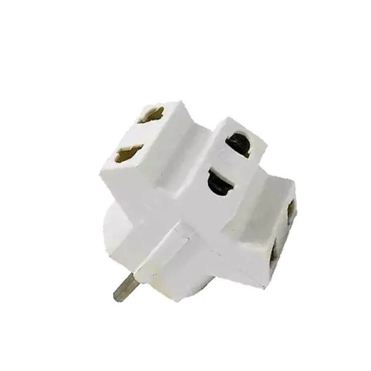 Picture of 3 Way 2 Pin Socket Adapter For Travel 2 pcs White