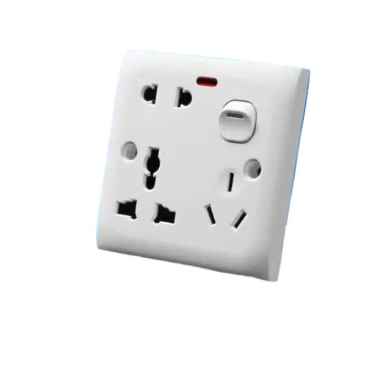 Picture of 6 Pin Socket (16A 220V) Multi Function Universal 3Pin 2Pin Combine Socket White