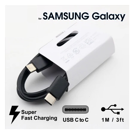 Picture of Samsung Charger 25W USB-C to C Cable Super Fast Charging power adapter for Samsung Galaxy note 10 Plus 5G A90 A80 A70 A60  S9 S10 Black