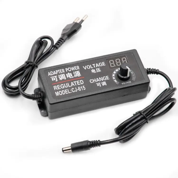 Picture of ADJUSTABLE AC TO DC 3V to 24V 5A ADAPTER WITH DISPLAY SCREEN VOLTAGE ADJUSTABLE POWER SUPPLY Black