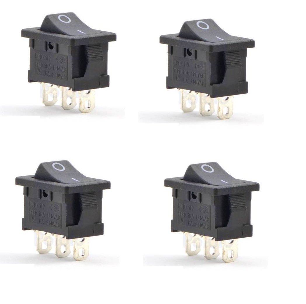 Picture of 5 pice 6a black colored micro rocker switch 3 pins 6a 250v Black
