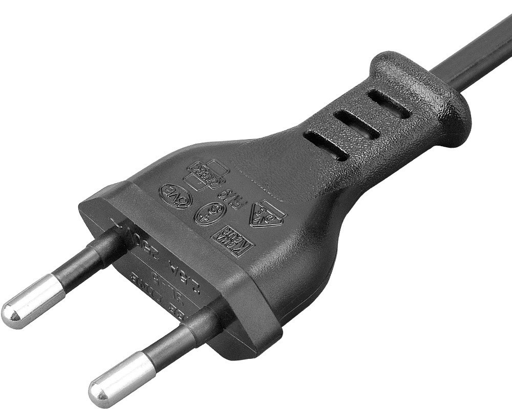 Picture of Universal AC Power Cable 220v 2 Pin 1 Feet Black