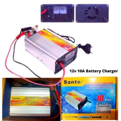 Picture of 12v 10A Intelligent Battery Charger / 12 Volt Battery Charger 10 Ampere Analog Display Automatic Fast Charging Multicolor