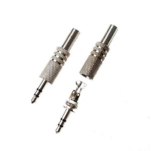 Picture of 3.5mm Aux Connector Headphone Jack, 3 POLE, Metal Audio jack For Computer Speaker, Mobile, Laptop, PC, Bluetooth speaker, Amplifier Pack of 2pcs Silver