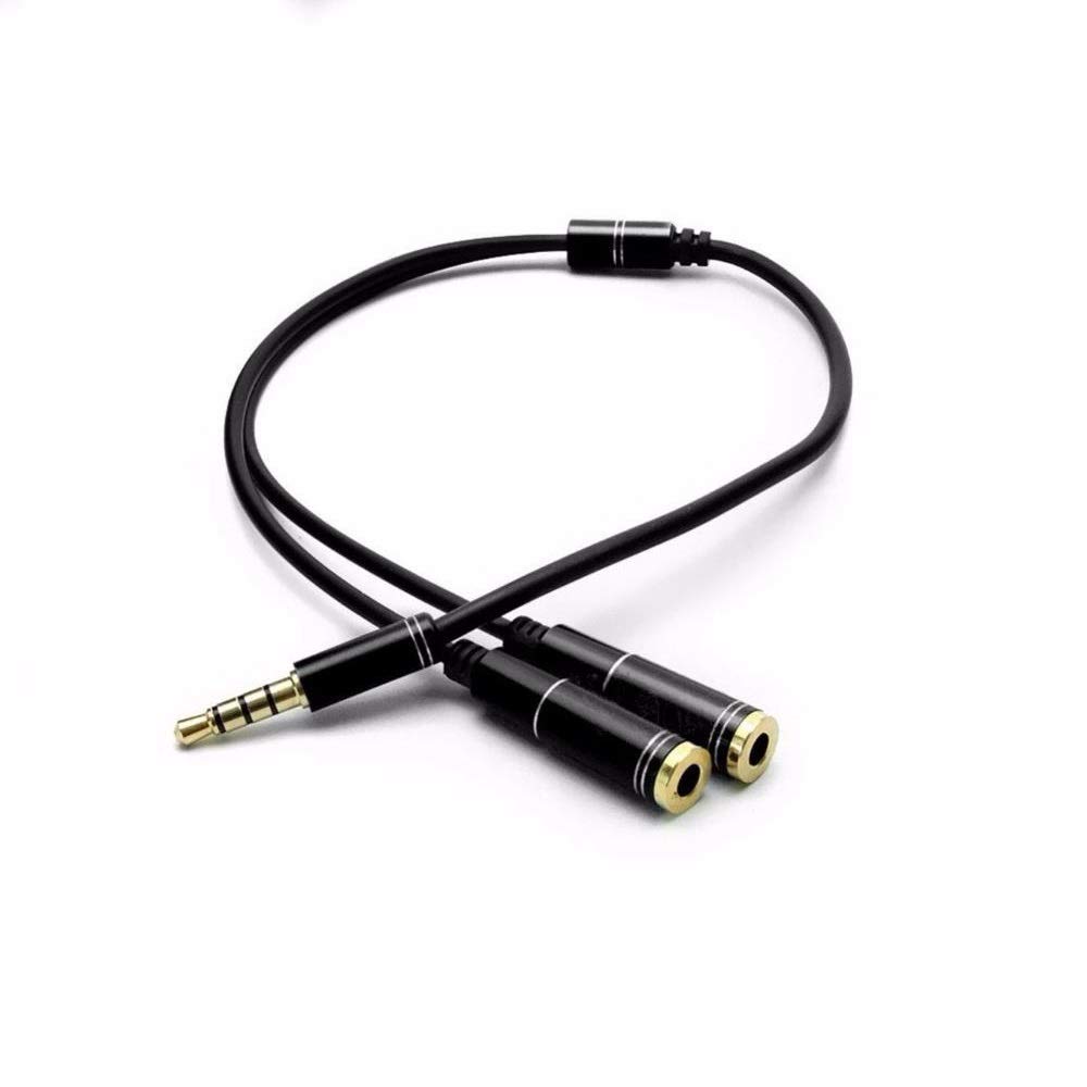 Picture of Audio Duplicator Cable 3.5mm to 2 Port 3.5mm  with Mic Extension Aux Cable Adapter for Phone Laptop Speaker Multicolor